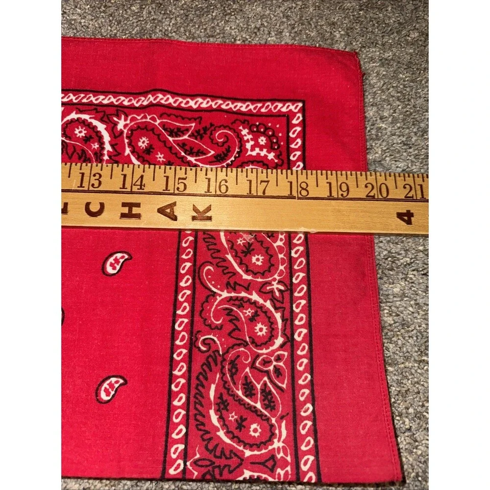 Vtg Red Cotton Bandanna Handkerchief Scarf Paris Access Cowboy Biker 20x20